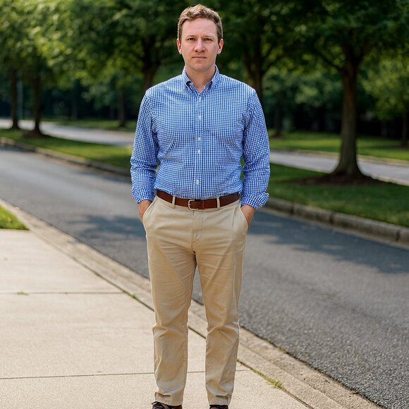 Ralph Lauren Button Down Shirt Men L Blue Gingham Check Long Sleeve Casual Retro - Picture 1 of 8